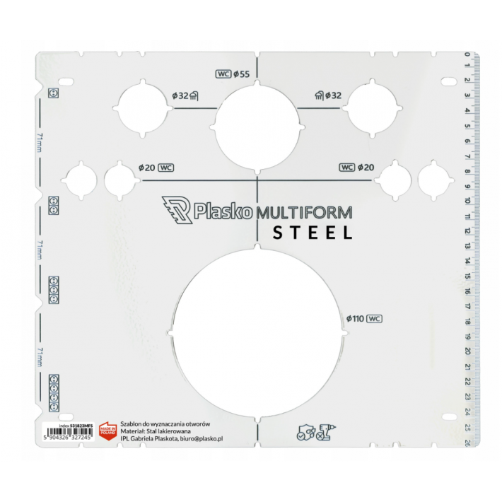 Plasko MULTIFORM STEEL profesjonalny szablon do wyznaczania otworów WC GN W Plasko MULTIFORM STEEL profesjonalny szablon do wyznaczania otworów WC GN W