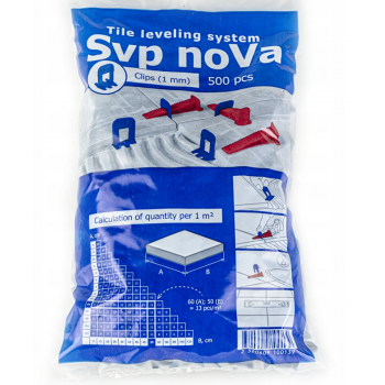 Klips SVP NOVA 1 mm 500 sztuk klipsy system poziomowania płytek Klips SVP NOVA 1 mm 500 sztuk klipsy system poziomowania płytek