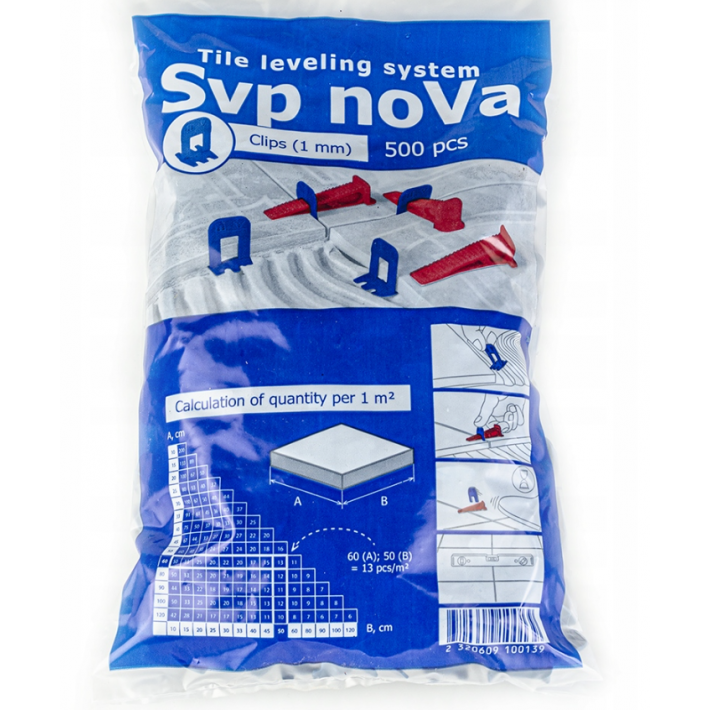 Klips SVP NOVA 1 mm 500 sztuk klipsy system poziomowania płytek