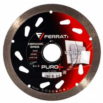 FERRATI Tarcza diamentowa tnąca 1A1R 125mm x 22,23mm PURO+ idealne cięcie FERRATI Tarcza diamentowa tnąca 1A1R 125mm x 22,23mm PURO+ idealne cięcie