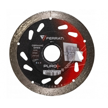 FERRATI Tarcza diamentowa tnąca 1A1R 115mm x 22,23mm PURO+ idealne cięcie FERRATI Tarcza diamentowa tnąca 1A1R 115mm x 22,23mm PURO+ idealne cięcie