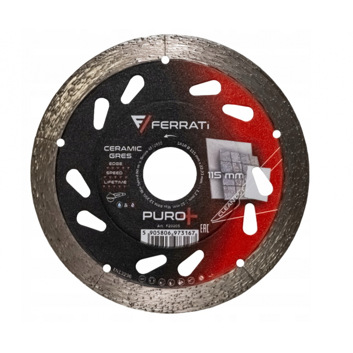 FERRATI Tarcza diamentowa tnąca 1A1R 115mm x 22,23mm PURO+ idealne cięcie