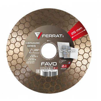 Tarcza diamentowa do cięcia gresu, ceramiki FERRATi FAVO 125 x 22,23 mm