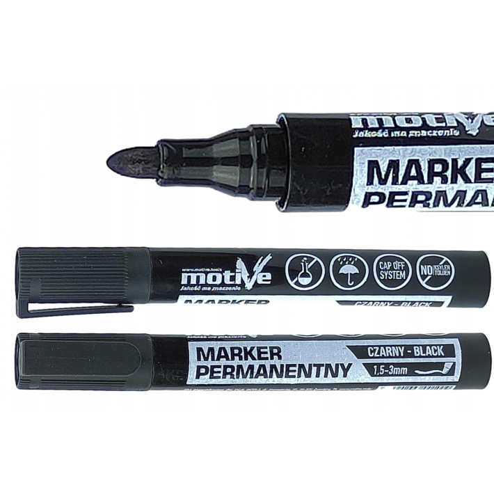 MARKER PERMANENTNY CZARNY WODOODPORNY NIEZMYWALNY MOTIVE MARKER PERMANENTNY CZARNY WODOODPORNY NIEZMYWALNY MOTIVE