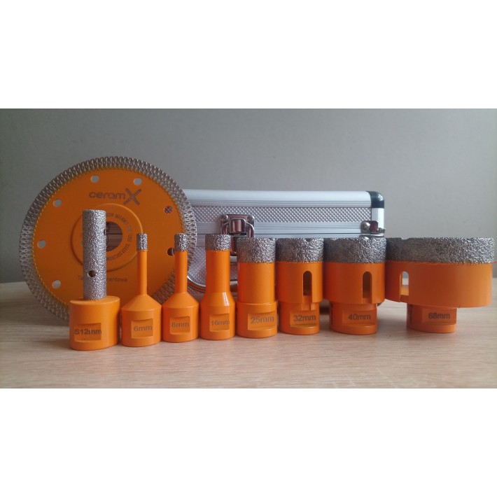 ZESTAW WIERTEŁ DO GRESU CERAM-X 7SZT +TARCZA 125mm + FREZ 12mm