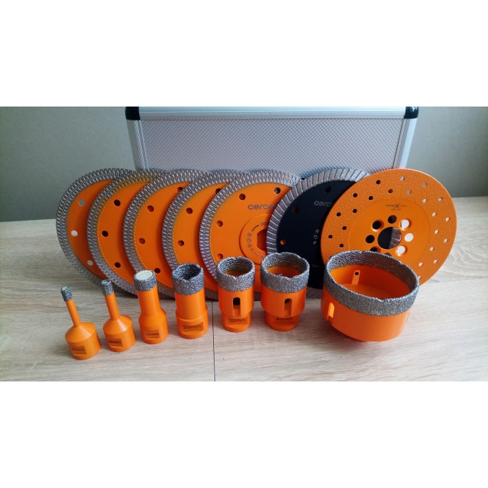 ZESTAW WIERTEŁ DO GRESU CERAM-X 7SZT + ZESTAW 7 TARCZ