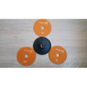 ZESTAW DYSKÓW POLERSKICH DO KAMIENIA 100MM + UCHWYT M14 PCV