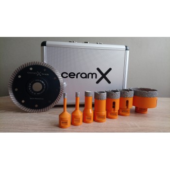 ZESTAW WIERTEŁ DO GRESU CERAM-X 7SZT +TARCZA CERAM-X BLACK 115MM
